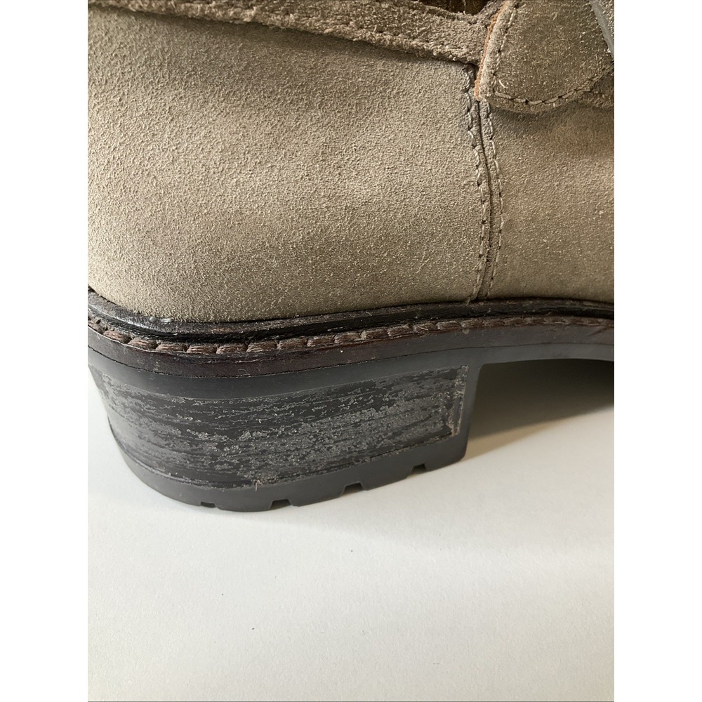 Coach Gates Women's Studded Taupe Gray Suede‎ Moto Combat Buckle Ankle Boots 6B - Picture 7 of 12